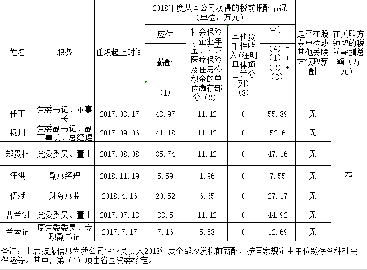 四川省尊龙凯时集团有限责任公司负责人2018年度薪酬情况
